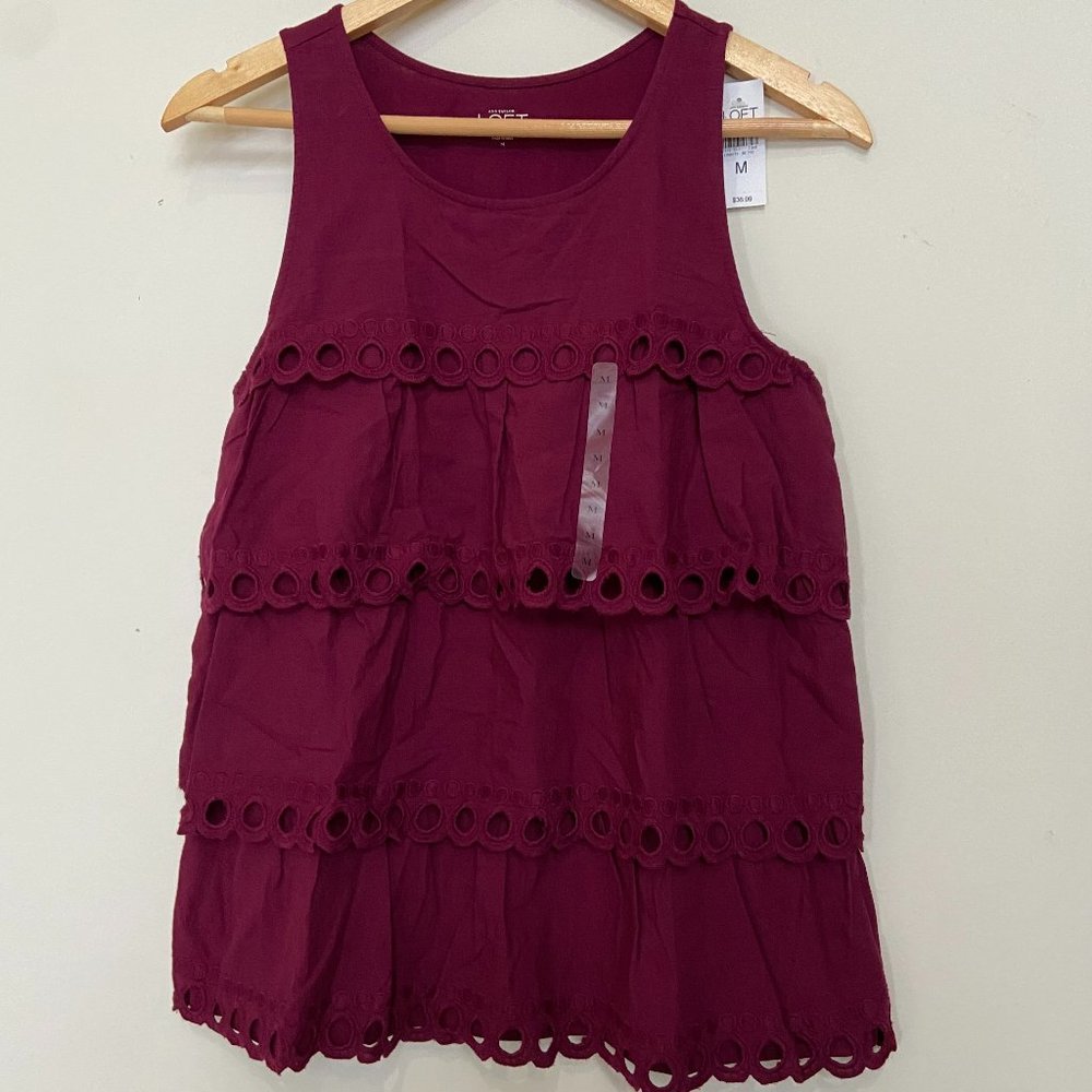 Marron red eyelet tank top
